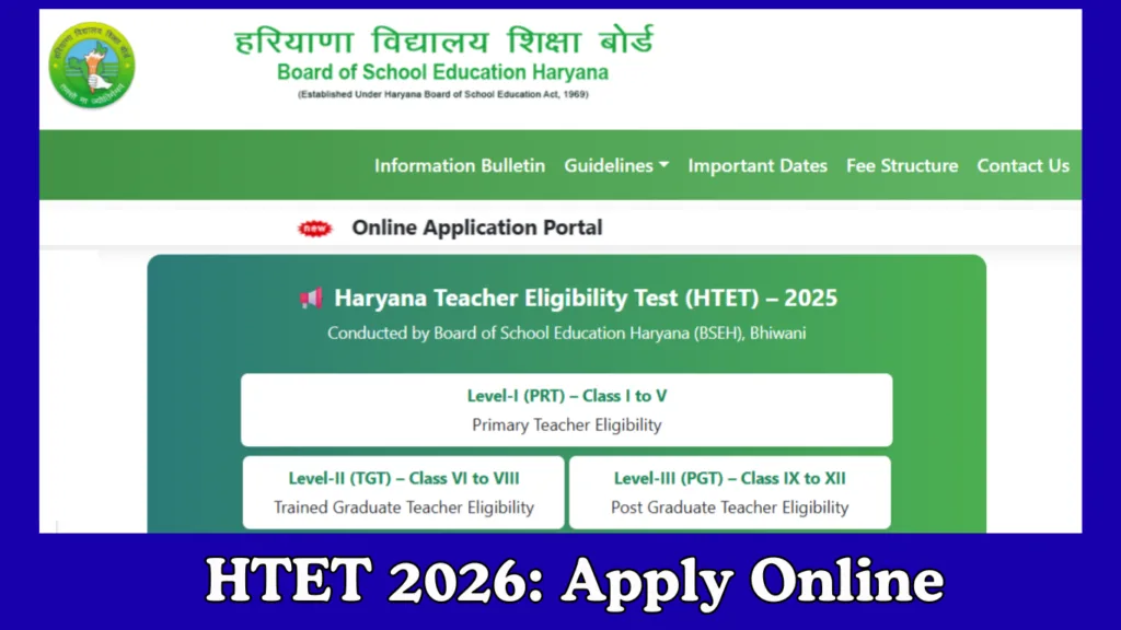 HTET 2026 Notification Out: Apply Online for PRT, TGT & PGT Upto 4th Jan