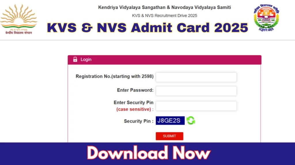 KVS & NVS Admit Card 2025: Tier I Exam Date, Shift Timings & Download Link