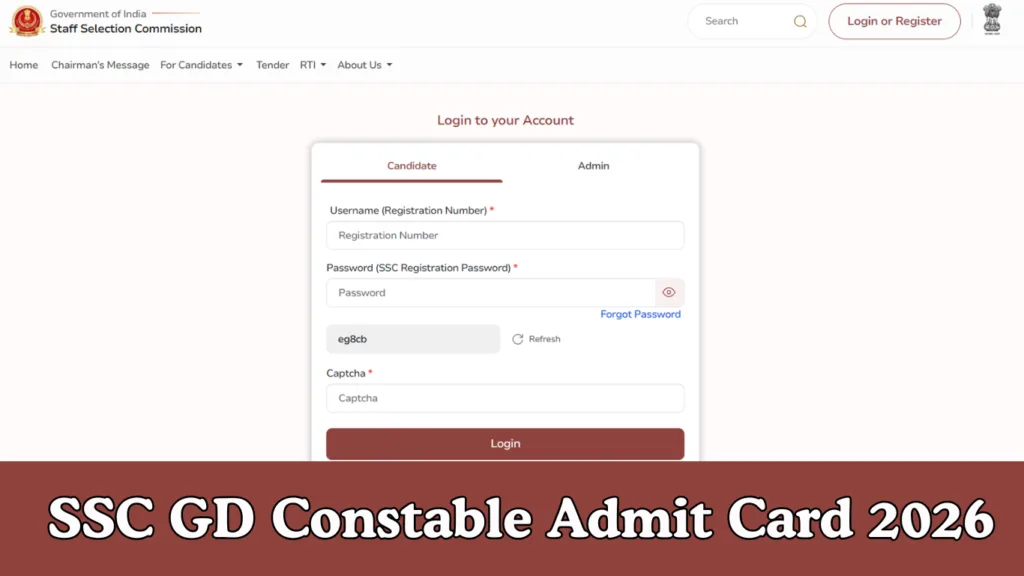 SSC GD Constable Admit Card 2026: Release Date, Download Link, Exam Schedule & Instructions