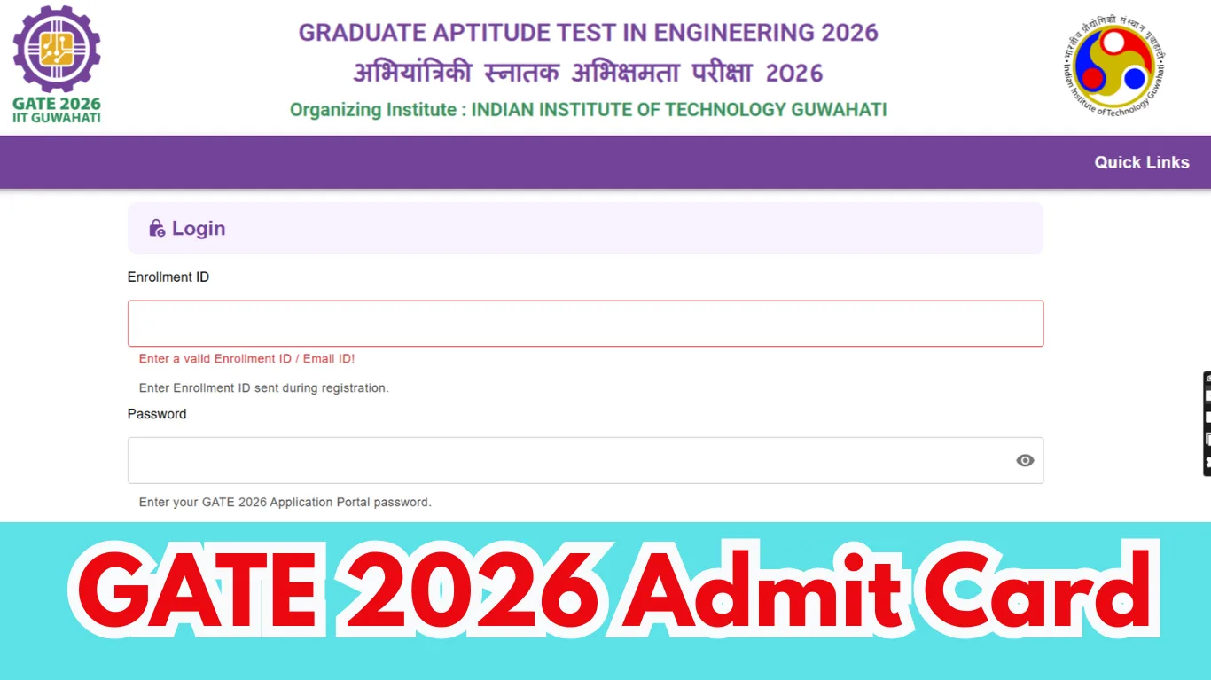 GATE 2026 Admit Card Released - Direct Download Link
