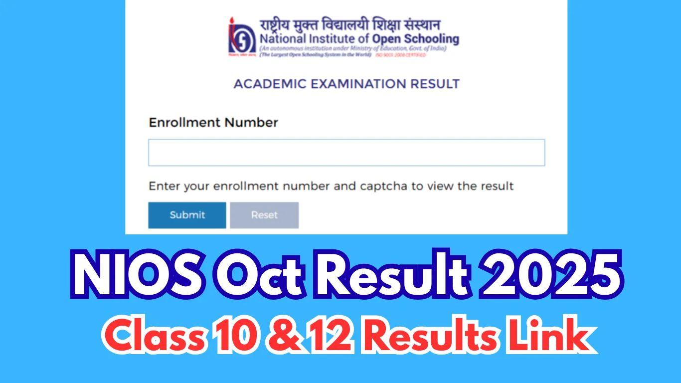 NIOS Oct Result 2025 Link – Class 10 & 12 Results @ results.nios.ac.in